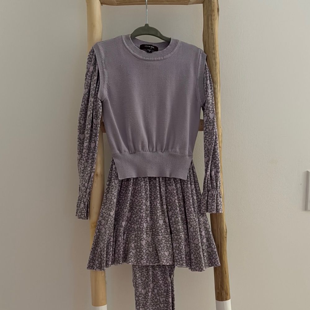 Imoga Purple Long Sleeve Dress with Leggings - Picture 2 of 6